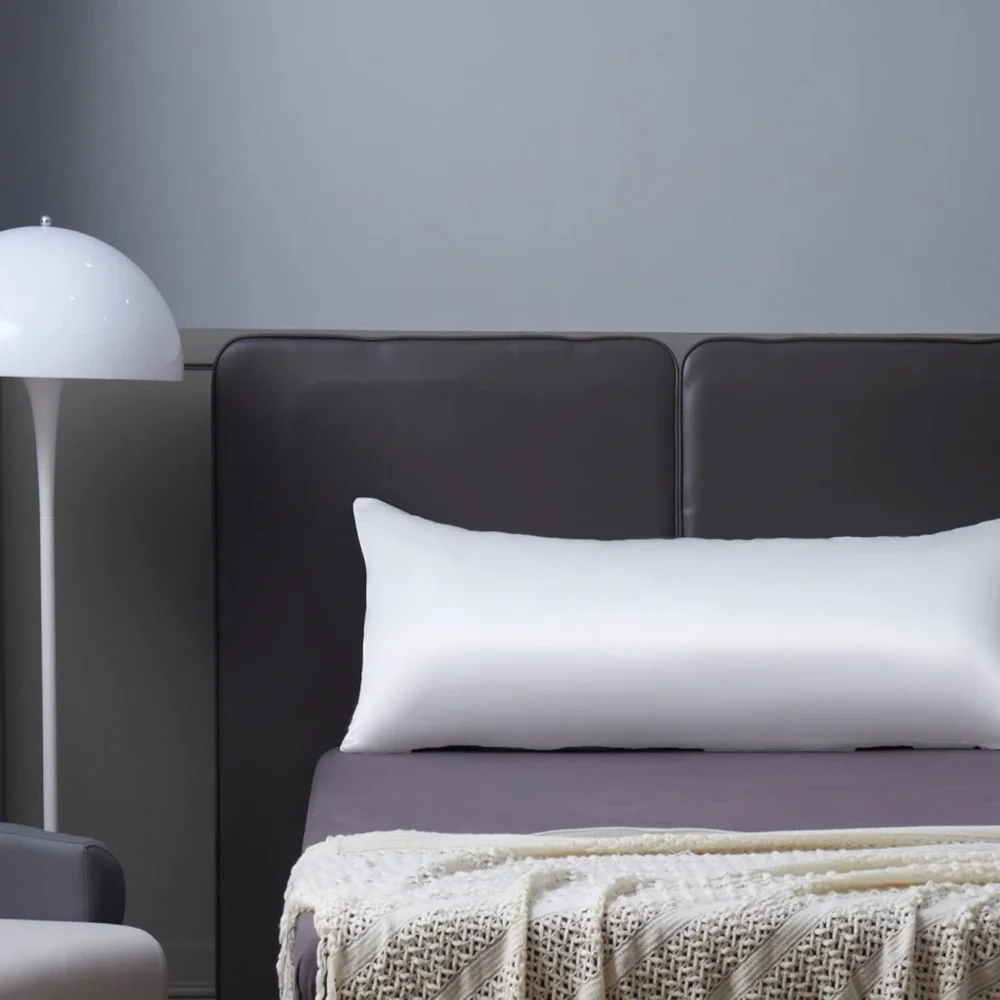 Zippered Satin Long Pillowcase Silky Slip Cooling Body Pillow Cover 20